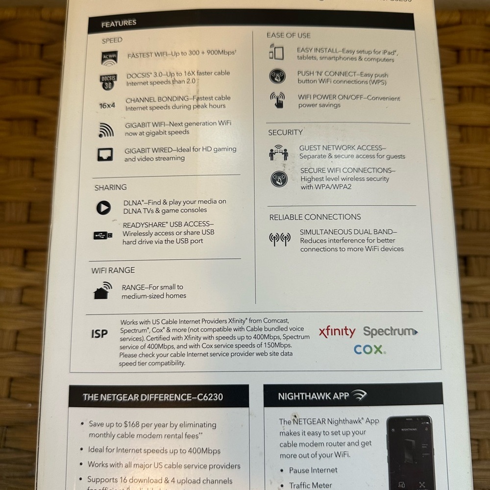 Netgear Black Modem Router Combo - High-Speed Networking ac1200(c6230) - Picture 3 of 7